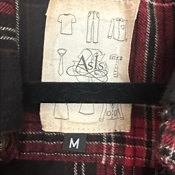 Asts Red and Black Plaid Cold Shoulder Shirt - Picture 2 of 4